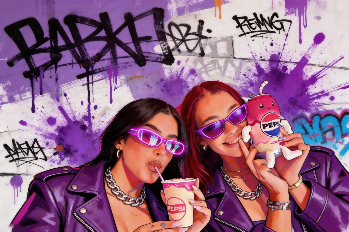 Premium AI photo booth output in a graffiti street-art style printed at an Irish event