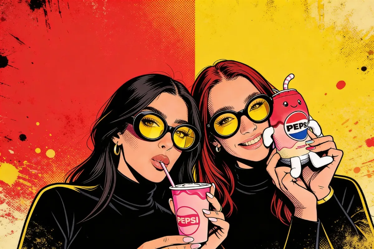 AI photo booth pop-art style transformation of two guests at a brand activation in Ireland