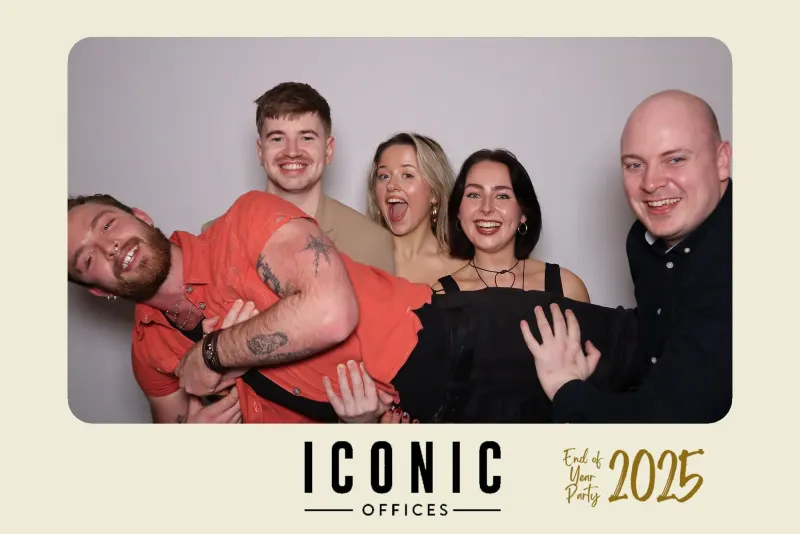 Lively photo booth setup at a milestone birthday party in an Irish venue