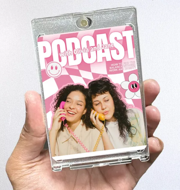 Podcast cover trading card - custom podcast style design in acrylic case